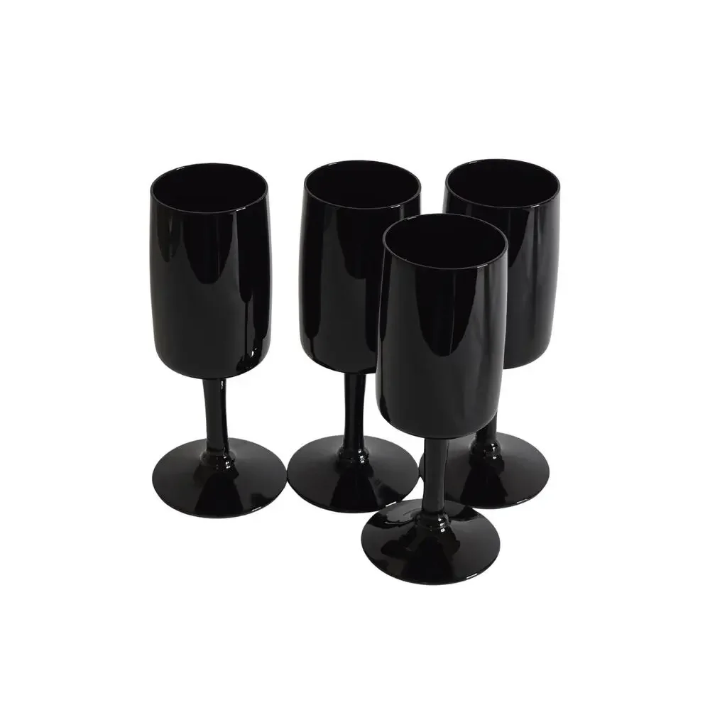 4 Swedish Black Crystal Wine Glasses Bjorkshult Scan by Hans Christian Wagner
